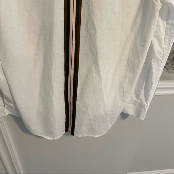 Athleta White Button Front Striped Back Long Sleeve Top Blouse Medium - Picture 9 of 16